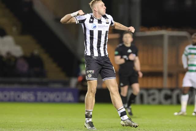 St Mirren’s Killian Phillips celebrates.