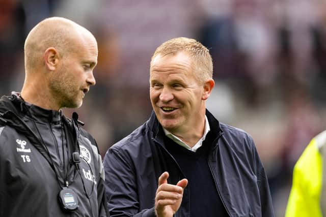 Hearts head coach Wouter Vrancken at full time after the 4-0 win over Dundee United. (Photo by Mark Scates / SNS Group)