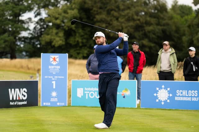 Michael Stewart tees off in the final round of the Scottish Challenge supported by The R&A