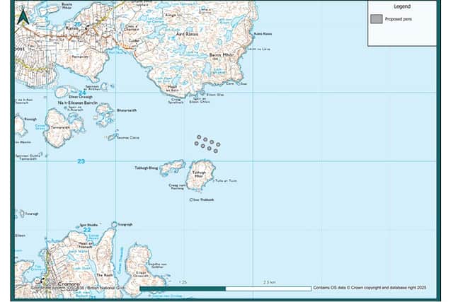 A map of where the approved fish farm will be