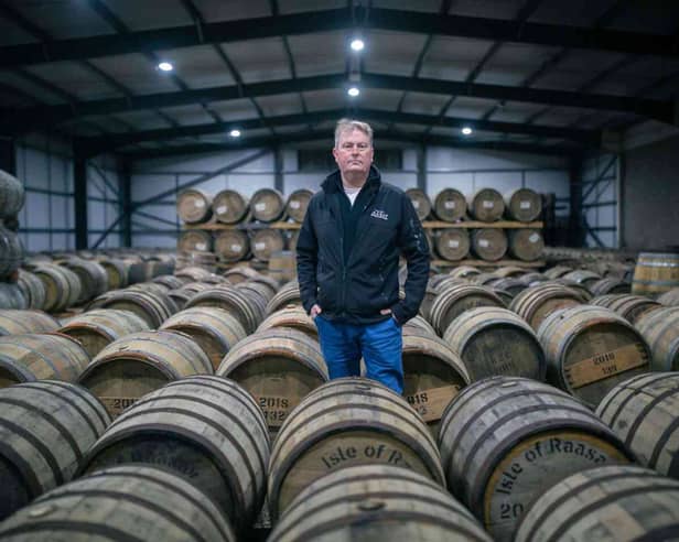Alasdair Day in the dunnage warehouse on Raasay