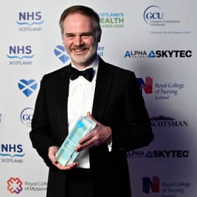 Mr Jonathan Hannay, consultant surgeon at NHS Golden Jubilee,  took the Global Citizenship Award at Scotland’s Health Awards in 2025.