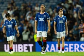 Rangers captain Lawrence Shankland at full-time after his team were knocked out of the Europa League by Jagiellonia Bialystok. (Photo by Craig Williamson / SNS Group)
