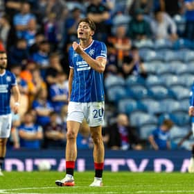 Rangers striker Ryan Naderi cuts a dejected figure after the concession of Jagiellonia's equaliser