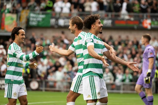Sebastian Tounekti was among the scorers as Celtic beat Dundee United 4-0.