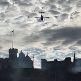 A C-17 Globemaster and two Typhoon jets soar over the Royal Edinburgh Military Tattoo on Saturday 15 August.