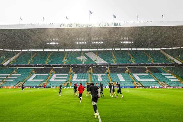 The LASK squad train at Celtic Park ahead of the Champions League play-off first leg. (Photo by Ross MacDonald / SNS Group)