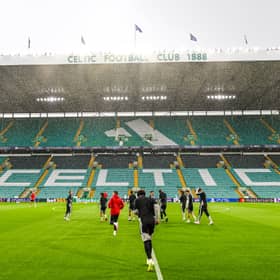 The LASK squad train at Celtic Park ahead of the Champions League play-off first leg. (Photo by Ross MacDonald / SNS Group)