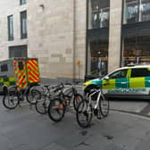 Emergency services have descended on St Andrew Square in Edinburgh amid an ongoing incident