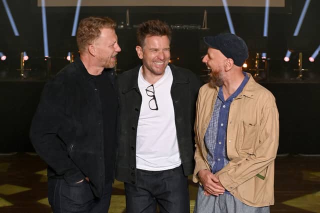 Kevin McKidd, Ewan McGregor and Ewen Bremner attend the 30th anniversary photocall for "Trainspotting"