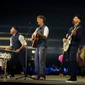 Nathan Evans (centre) performing with The Saint PHNX Band earlier this year. 