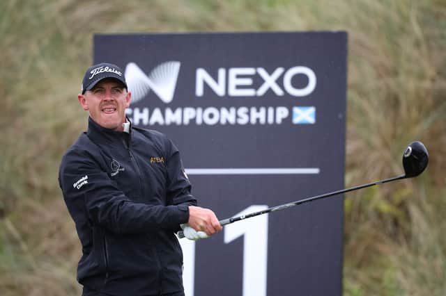 Defending champion Grant Forrest tees off on the 11th hole on day one of the Nexo Championship at Trump International Golf Links in Aberdeenshire 