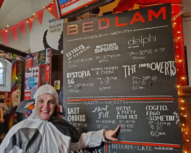 Arts correspondent Jane Bradley played the part of a cow in Betsy and Patty Find Out