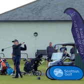 A junior golfer tees off in one of the Road to Home of Golf qualifiers at Crail 