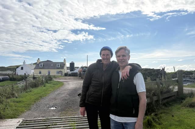 Emma and Don at Tarbert Farm on Gigha