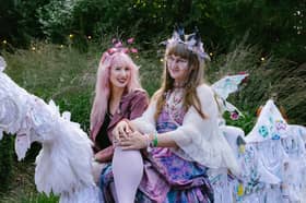 Revellers in flowers and fairy wings at Jupiter Rising experimental art festival