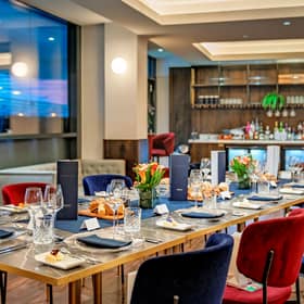 The dining room set up at Hampden Park hospitality