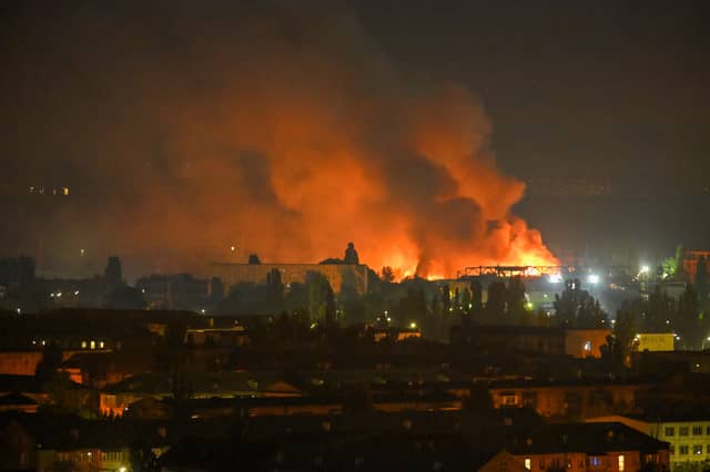 Fires rage following massive Russian ballistic missile strikes on Ukrainian capital Kyiv earlier this month (Picture: Evgen Kotenko)