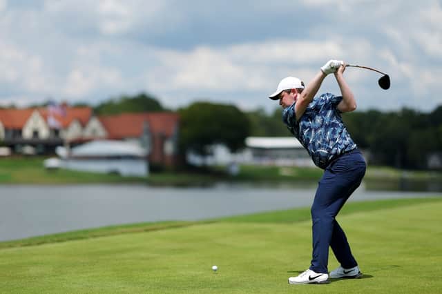 Bob MacIntyre his shot from the eighth tee during the second round of the Tour hampionship at East Lake Golf Club in Atlanta last year