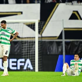 Auston Trusty of Celtic reacts after the UEFA Champions League Play off round defeat by LASK. (Photo by Christian Bruna/Getty Images)