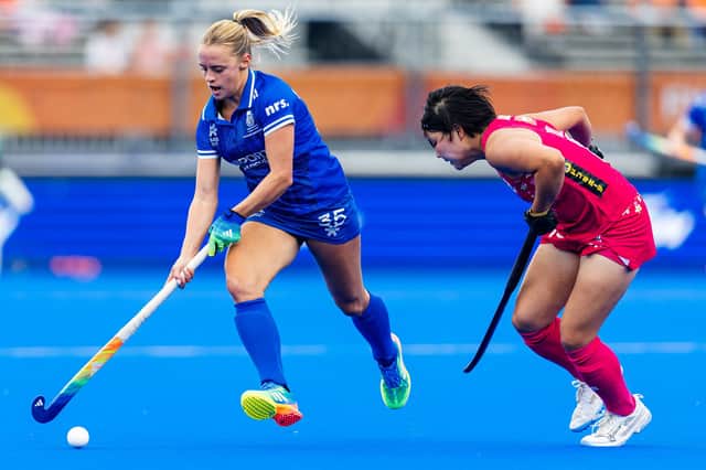 Ellie Mackenzie scored for Scotland against Japan, her second goal of the FIH Hockey World Cup.