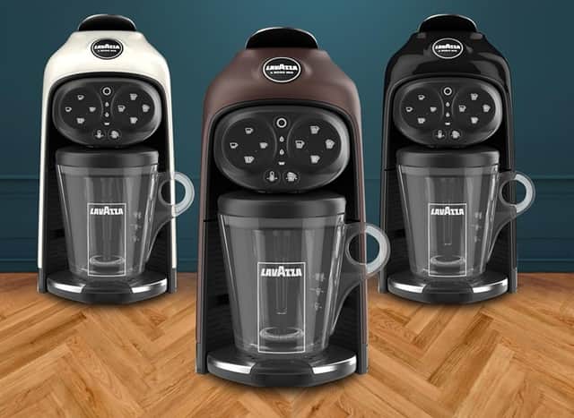 The Lavazza A Modo Mio Deséa makes a range of coffee and milk-based drinks with the touch of a button and is available in three colours.