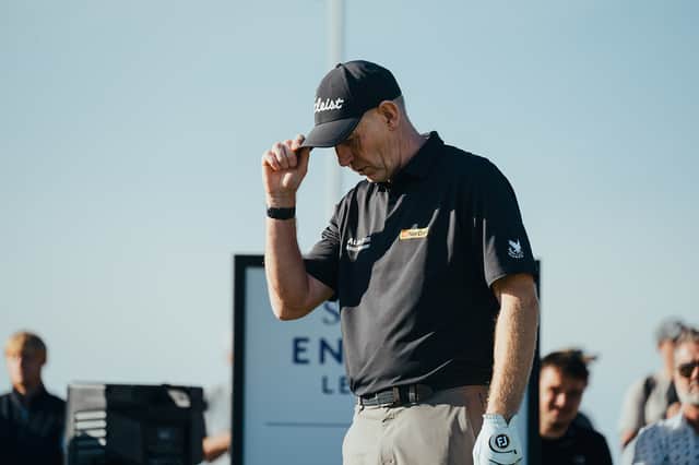 Stephen Gallacher acknowledges the crowd in the Staysure English Legends in Kent