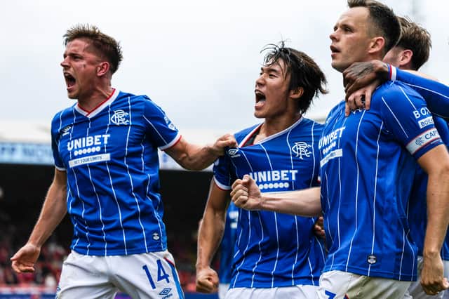 Rangers were victorious at Pittodrie, with Kim Min-su (centre) impressing on his debut.