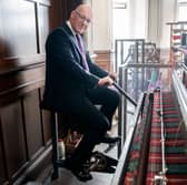 John Swinney tried a loom at the Harris Tweed Authority in Stornoway in April during a pre-election visit to Lewis (Picture: Jane Barlow)