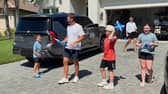 Nexo Championship winner Scott Jamieson pictured with wife Natalie and their children after arriving back in Florida