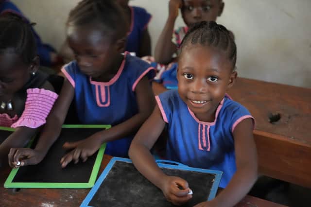 Penny Lancaster has backed the Street Child charity's Back To School campaign, which aims to get the public to pledge £4 per month to support a child's education for a whole year
