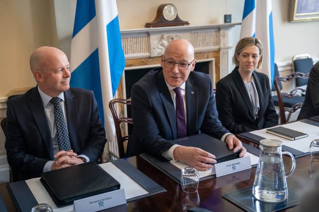 Permanent secretary Joe Griffin with First Minister John Swinney and Deputy First Minister and Finance Secretary Jenny Gilruth
