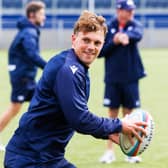 New signing Geordie Gwynn during an Edinburgh Rugby training session at Hive Stadium.