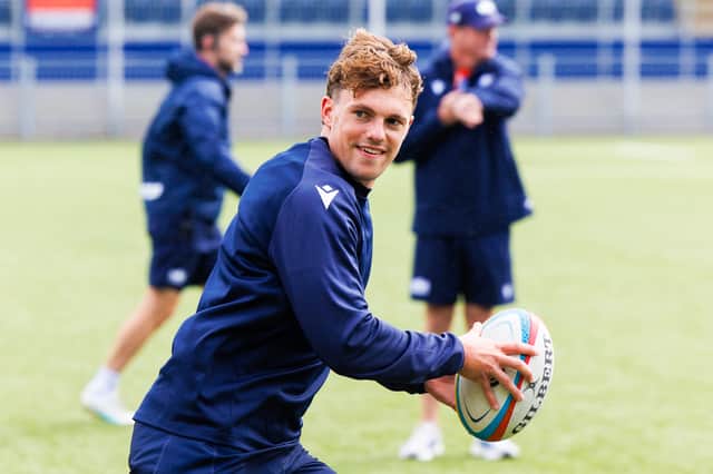 New signing Geordie Gwynn during an Edinburgh Rugby training session at Hive Stadium.