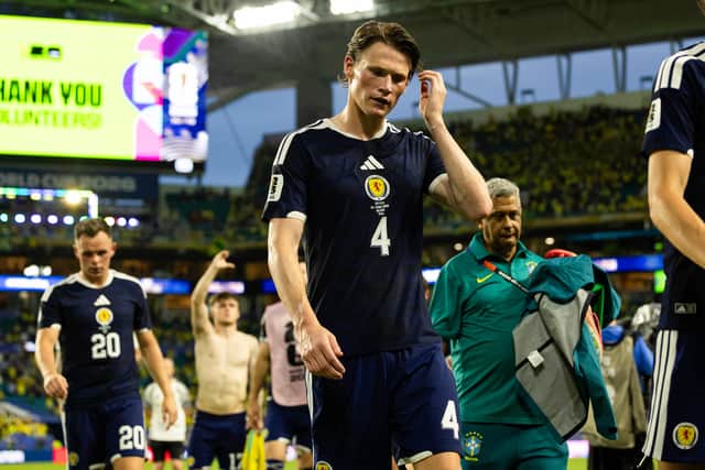 Scott McTominay at full time after Scotland's 3-0 defeat by Brazil at the World Cup. (Photo by Craig Foy / SNS Group)