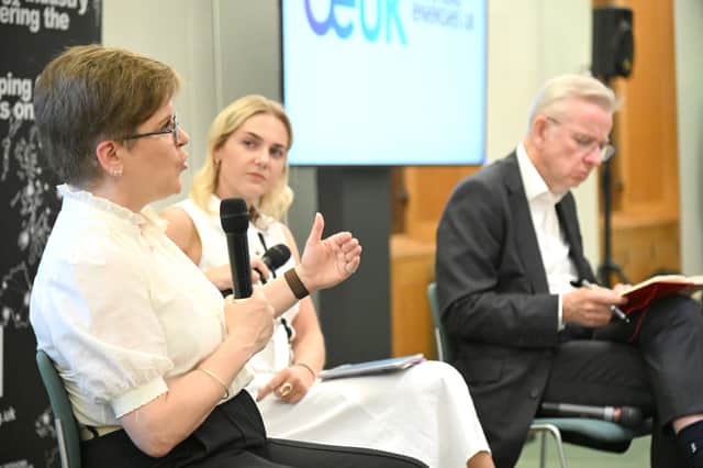 Nicola Sturgeon was debating Michael Gove, chaired by STV's Lucy Dunn (Photo: OEUK/Marcos Bevilacqua)