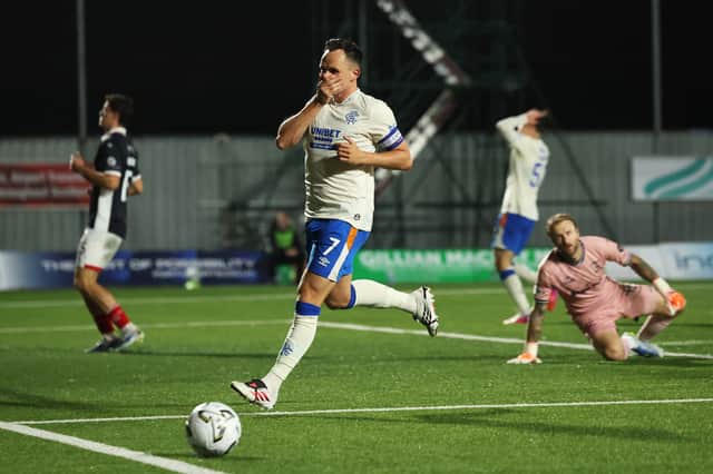 Rangers captain Lawrence Shankland reacts after missing a glaring chance against Falkirk before he eventually netted the winner.