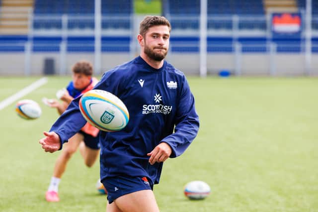 New Edinburgh Rugby stand-off James Grayson during a training session at Hive Stadium.