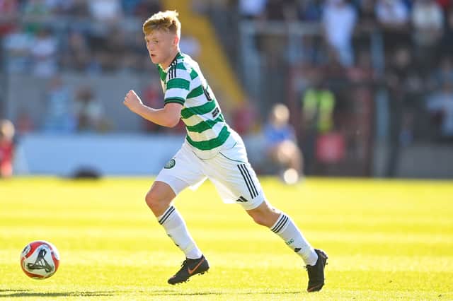 Celtic's Sean McCardle in action during pre-season match against Cork City in July 2025. (Photo by David Fitzgerald / SNS Group)