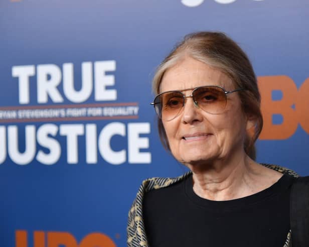 Gloria Steinem, seen in 2019, famously said people should stop talking about how many women are raped and instead talk about 'how many men rape' (Picture: Mike Coppola)