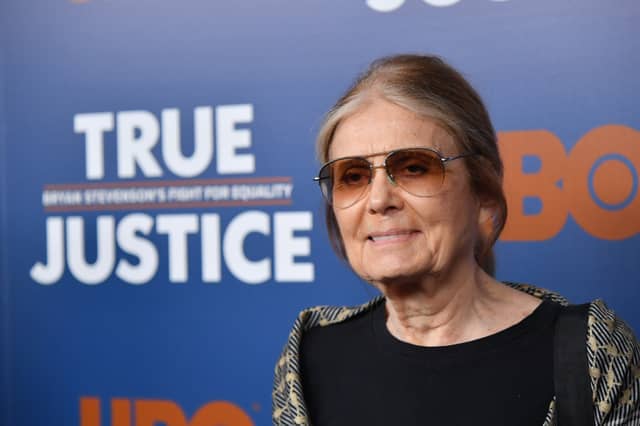 Gloria Steinem, seen in 2019, famously said people should stop talking about how many women are raped and instead talk about 'how many men rape' (Picture: Mike Coppola)
