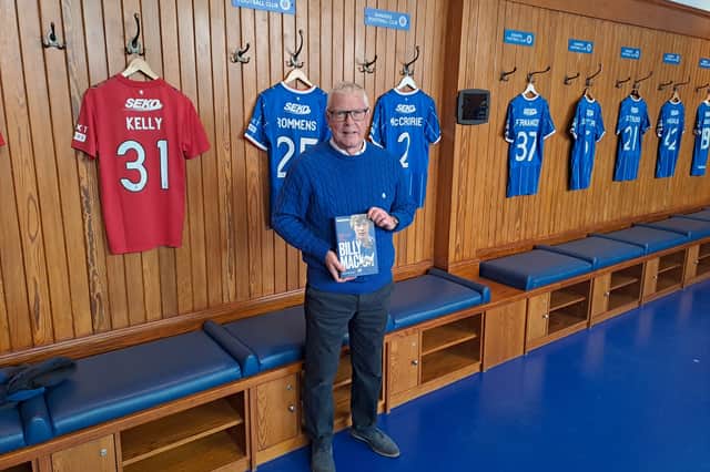Former Rangers player Billy Mackay promotes his new book inside the Ibrox changing room.