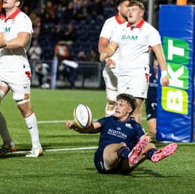 Scrum-half Conor McAlpine scores Edinburgh's fourth try during the 28-26 defeat by Ulster in a pre-season friendly at Hive Stadium.