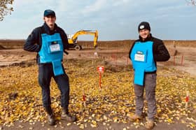 Andro Mathewson (left), in Ukraine with Besi Alickaj