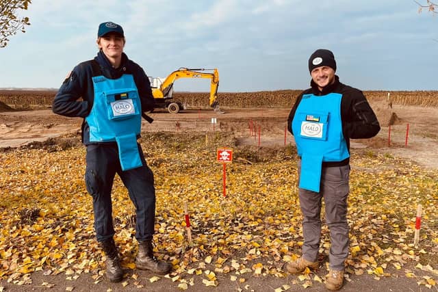 Andro Mathewson (left), in Ukraine with Besi Alickaj