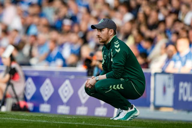 Saint-Etienne head coach Ian Cathro on the touchline at Ibrox during a pre-season friendly match against Rangers. (Photo by Craig Williamson / SNS Group)