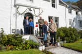 Left to Right: Godfrey and Claire Macdonald, Kevin Wickman, Isabella Macdonald and Edward Wickman outside Kinloch Lodge