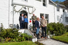 Left to Right: Godfrey and Claire Macdonald, Kevin Wickman, Isabella Macdonald and Edward Wickman outside Kinloch Lodge