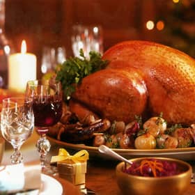 Roast turkey for  Christmas dinner with all the trimmings