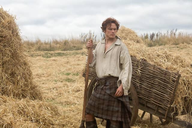 Sam Heughan as Jamie Fraser in Outlander. Picture: Channel 4